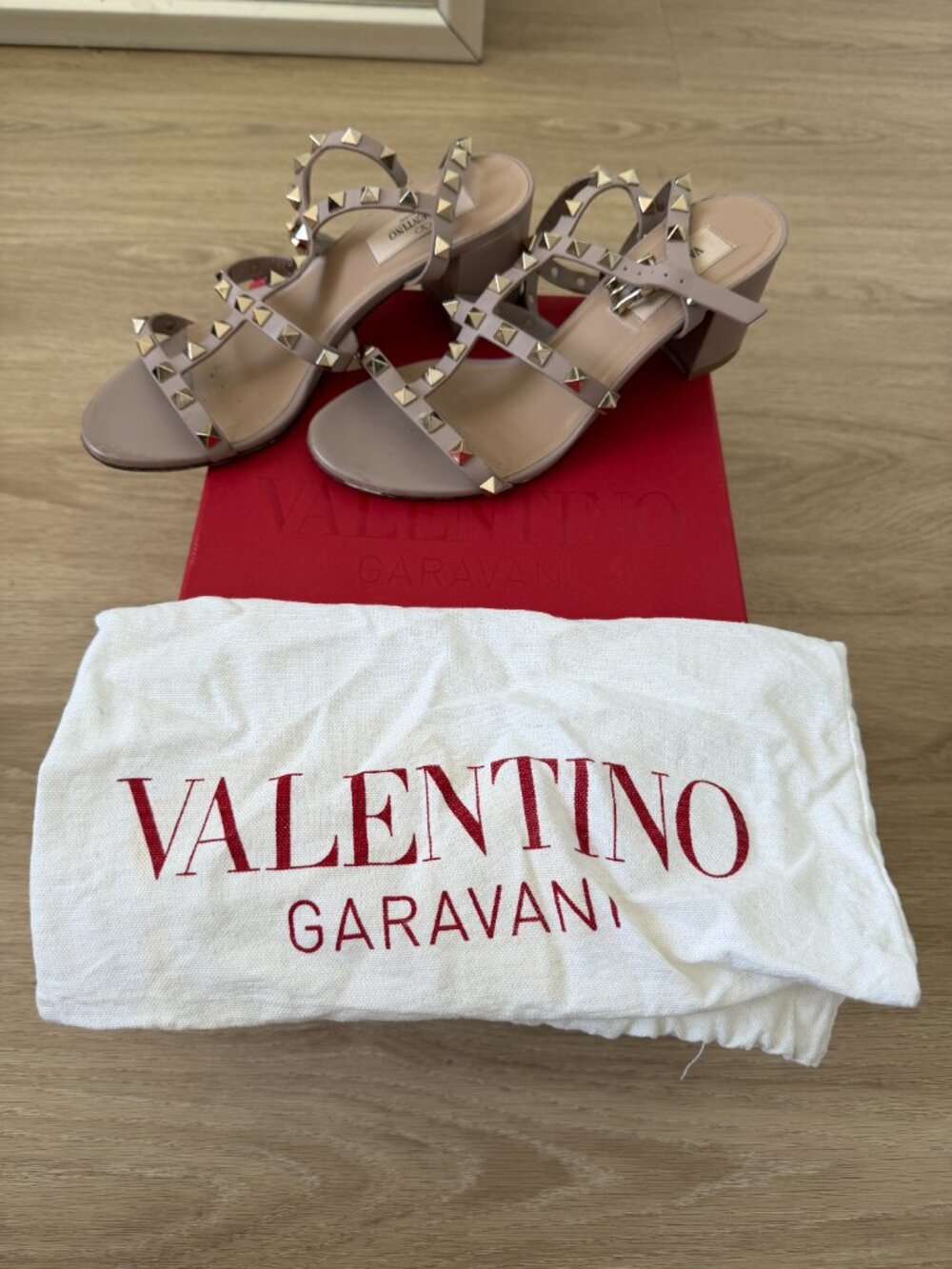 Valentino Rockstud City Block Heel Sandals